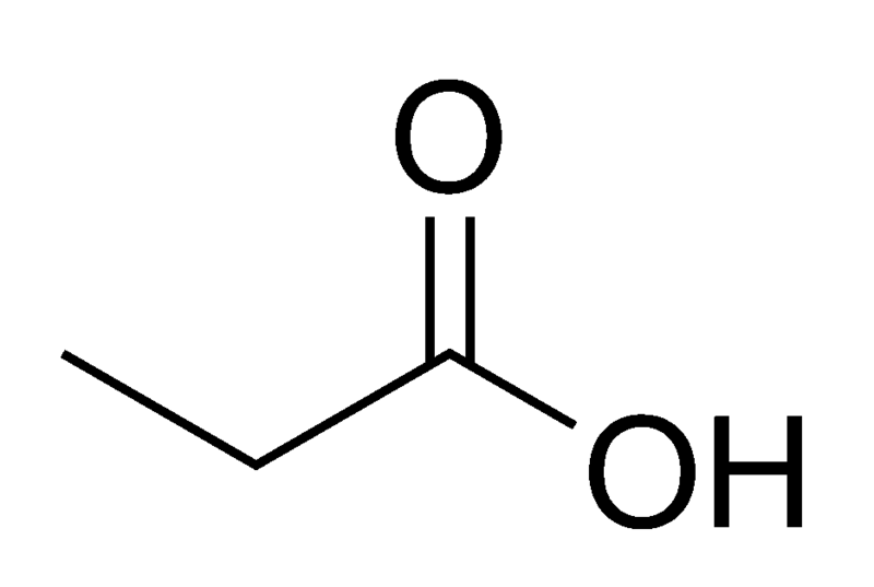 File:Propionic acid chemical structure.png